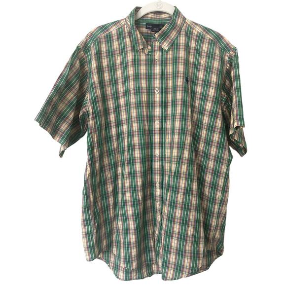 Ralph‎ Lauren Boys Plaid Button Down Short Sleeve Shirt Size XL 20 - Picture 1 of 5